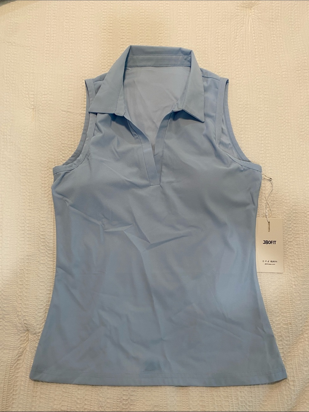 J80 Fit Light Weight Fitted Polo Tank Top in Light Blue Size XL